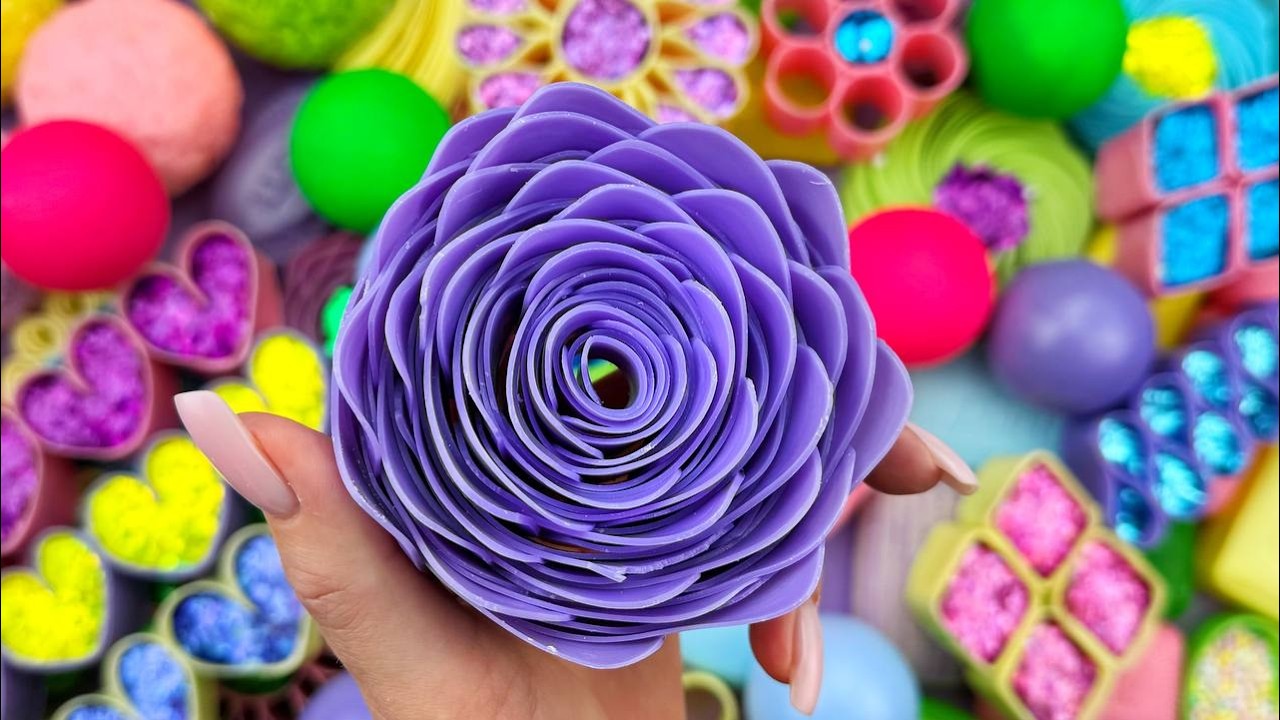 Relaxing ASMR Soap Art: Crushing Colorful Soap, Cutting cubes, and Creating with Glitter and Foam!