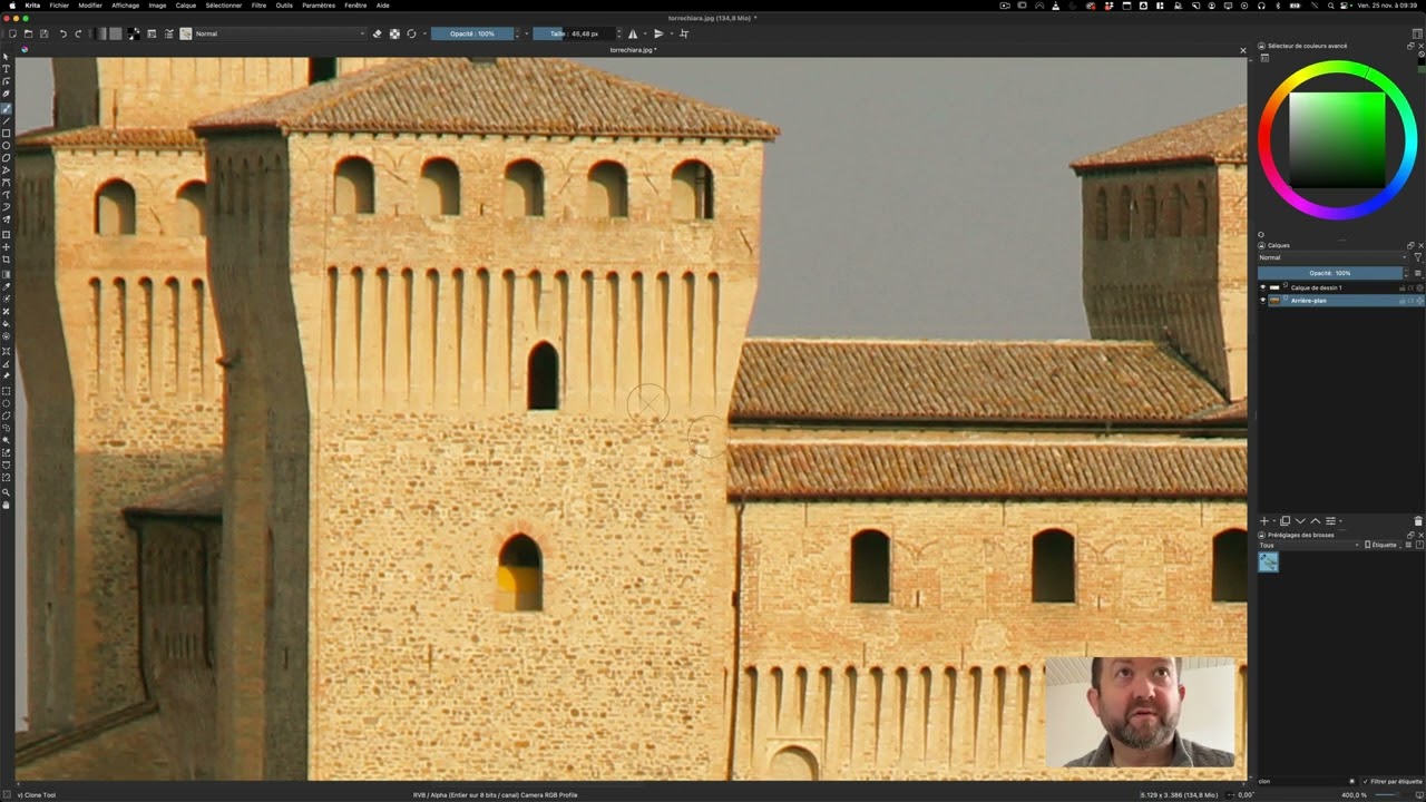 Brosse de clonage et gomme intelligente dans Krita