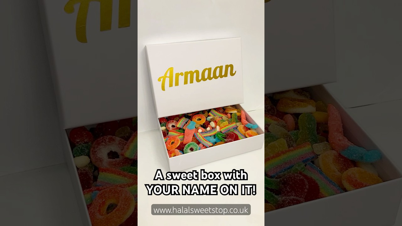 Personalised Halal Sweet Gift Box 🎁 1kg Halal Sweets With Your Name on It! Halal Sweet Stop #halal