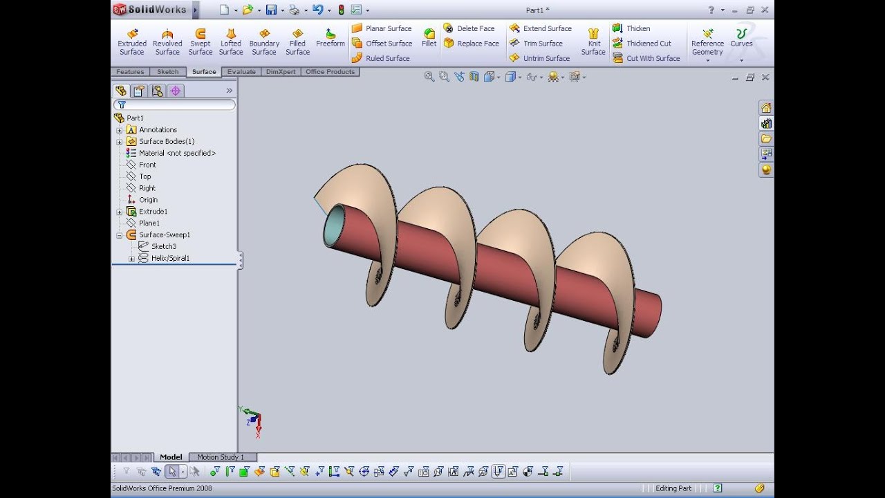 Helical screw on Solidwork tutorial - Vẽ trục xoắn vít tải trên Solidwork
