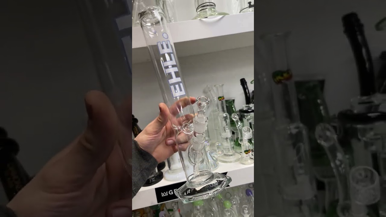 Ehle glass white with blue outline straight tube