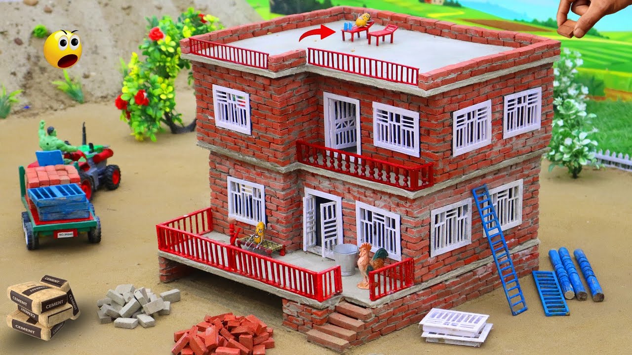 diy mini tractor making modern Bricks House Science project | mini construction @Aafno Creator