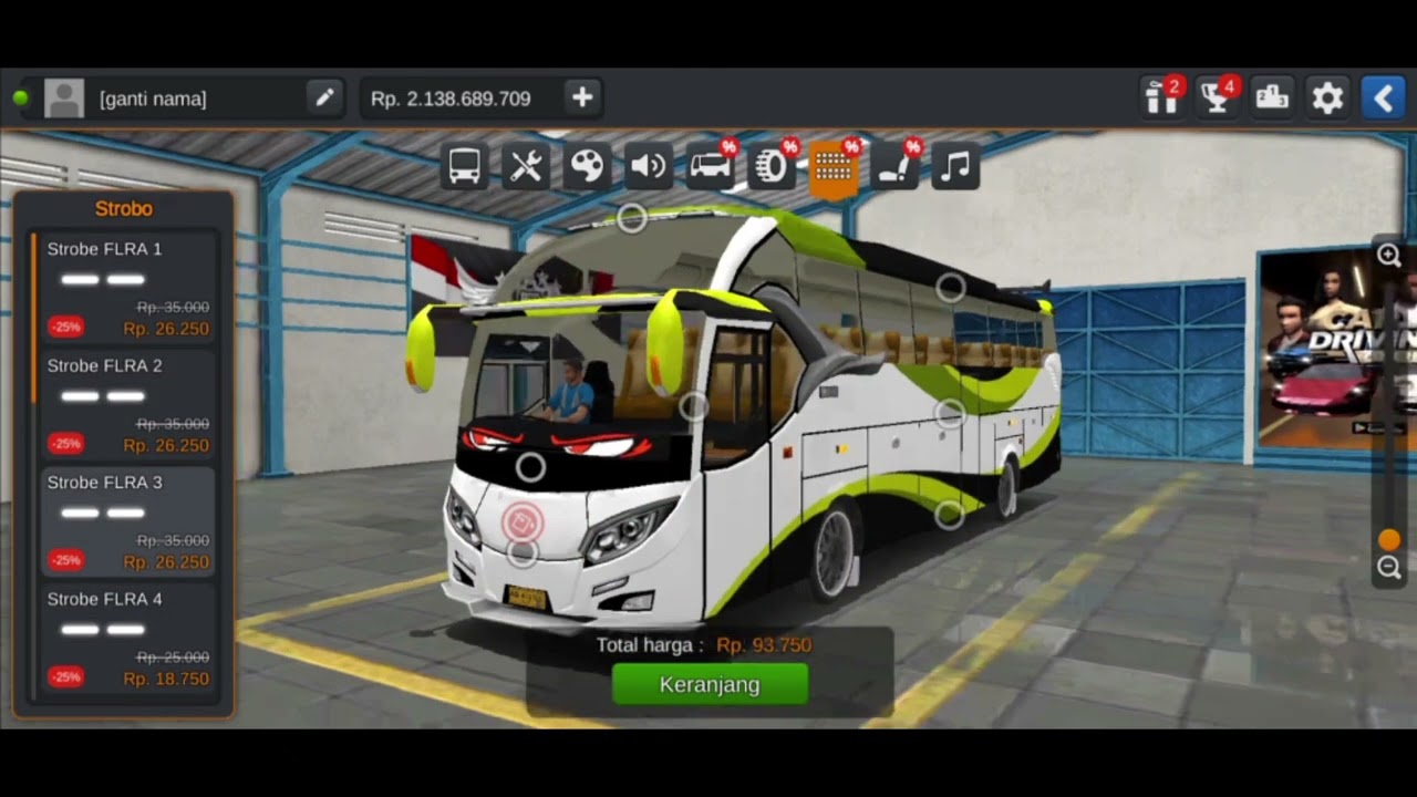 Modifikasi Bus Simulator Indonesia Pasang Strobo Mata Gerak