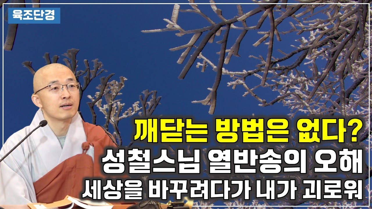 [육조28] 깨닫는 방법이 없다고? 성철스님 열반송의 오해, 세상 바꾸려다가 내가 괴로워