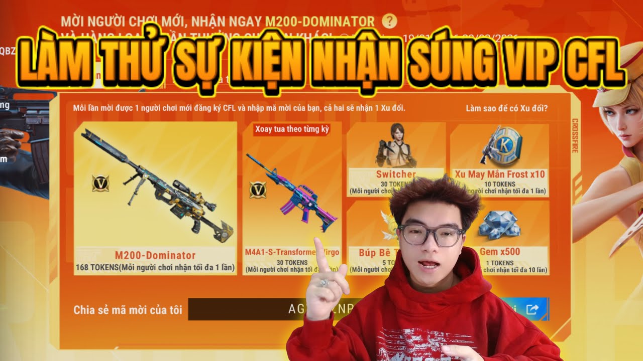 Làm Thử Sự Kiện Nhận Súng Vip Crossfire Legends : M200 Dominator , Nhân Vật Switcher , M4A1 Virgo…
