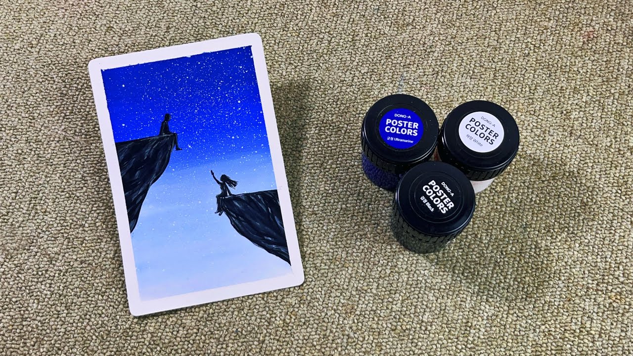 Easy Night Sky Cliff Poster Color Painting for Beginners! | Step-by-step Tutorial