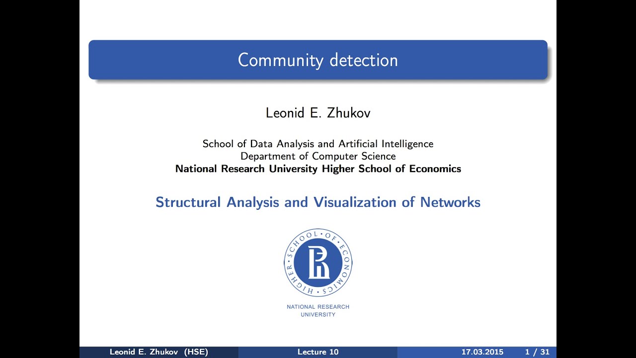 Network Analysis. Lecture10. Community detection