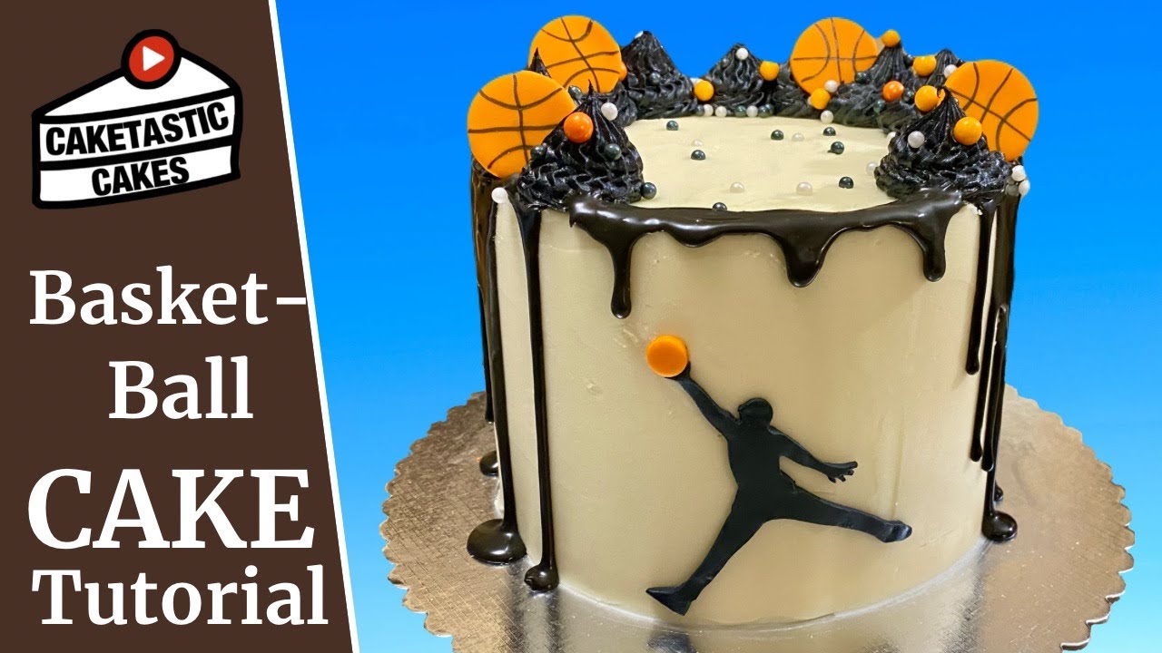 A Basketball themed Cake with Homemade Decorations! A Cake Tutorial