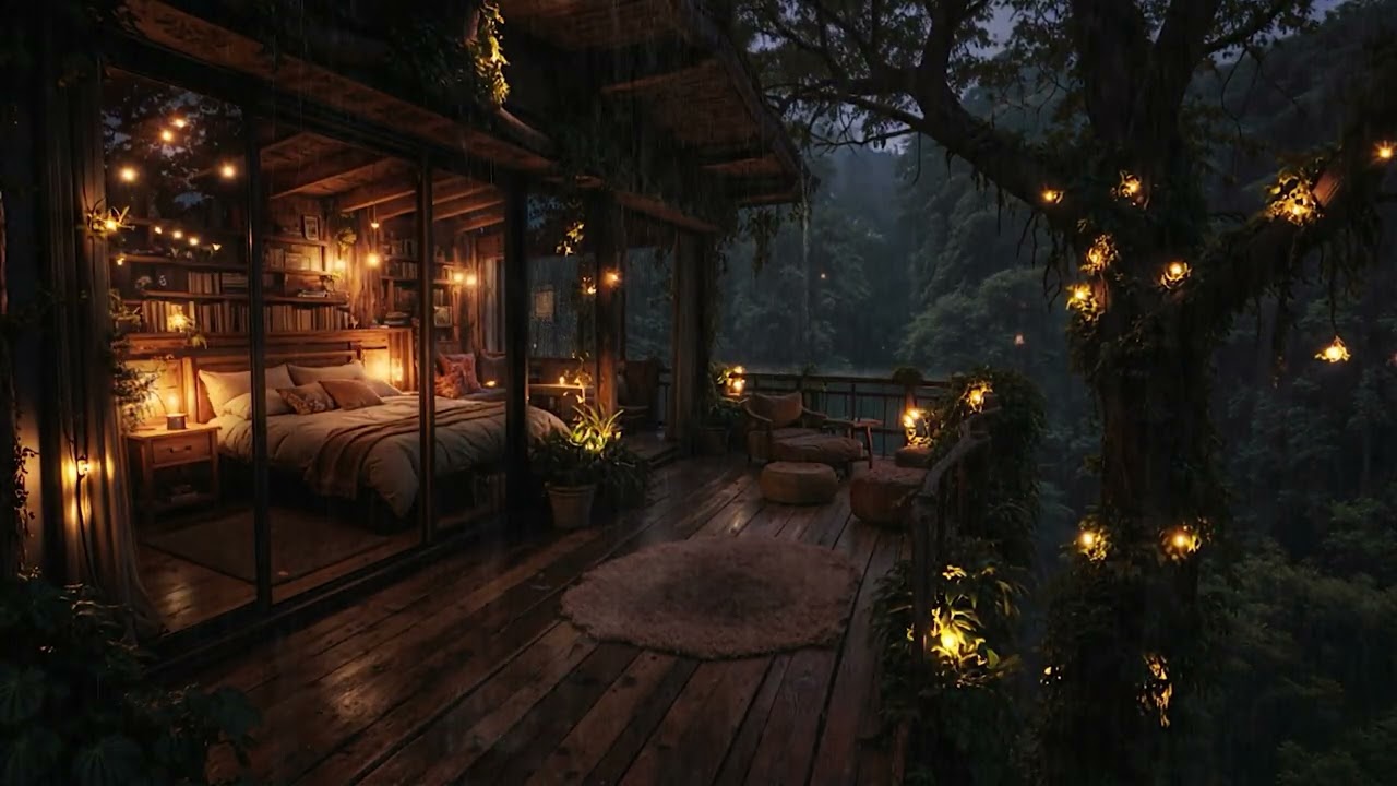 Soft Rain Echoes in a Silent Forest Cabin 🌧️ | Perfect White Noise for Sleep
