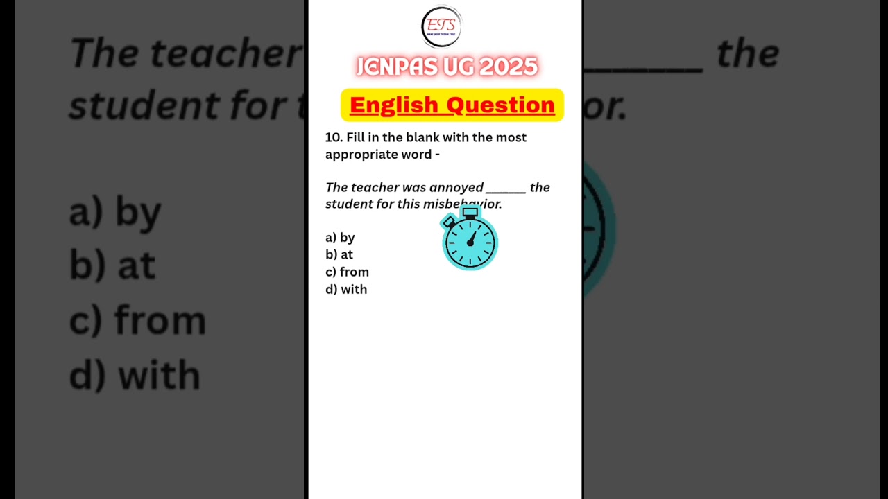 JENPAS UG 2025 | ENGLISH QUESTION | EXAM TO SELECTION #jenpasug2025 #englishquestion #exam #pyqs