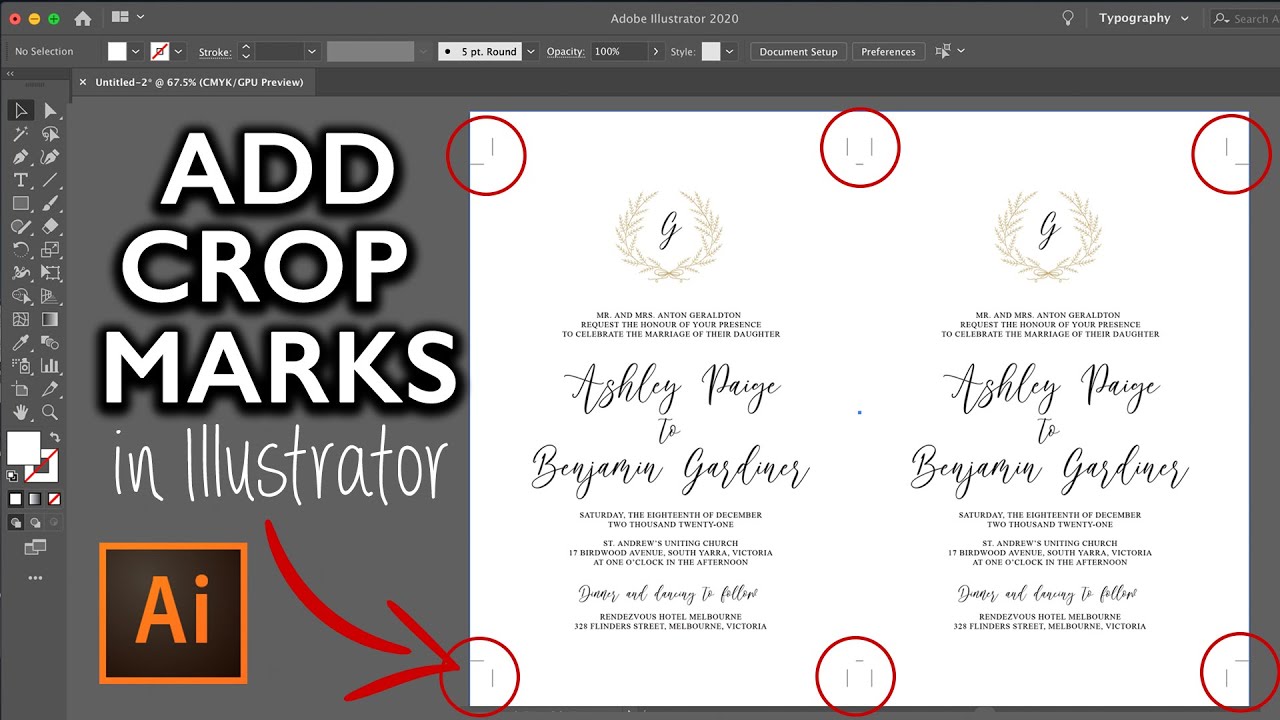 Как добавить метки обрезки в Adobe Illustrator, 2 или более элементов на страницу | Свадебные при...