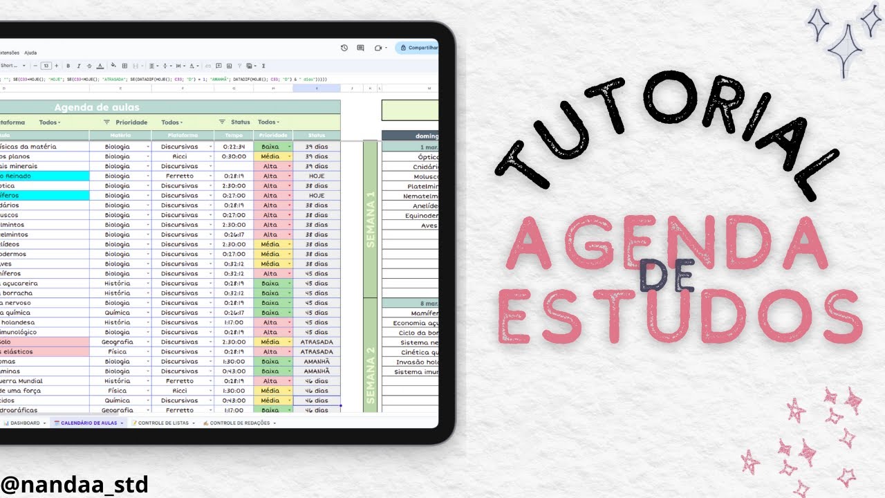 Tutorial da Agenda de Estudos