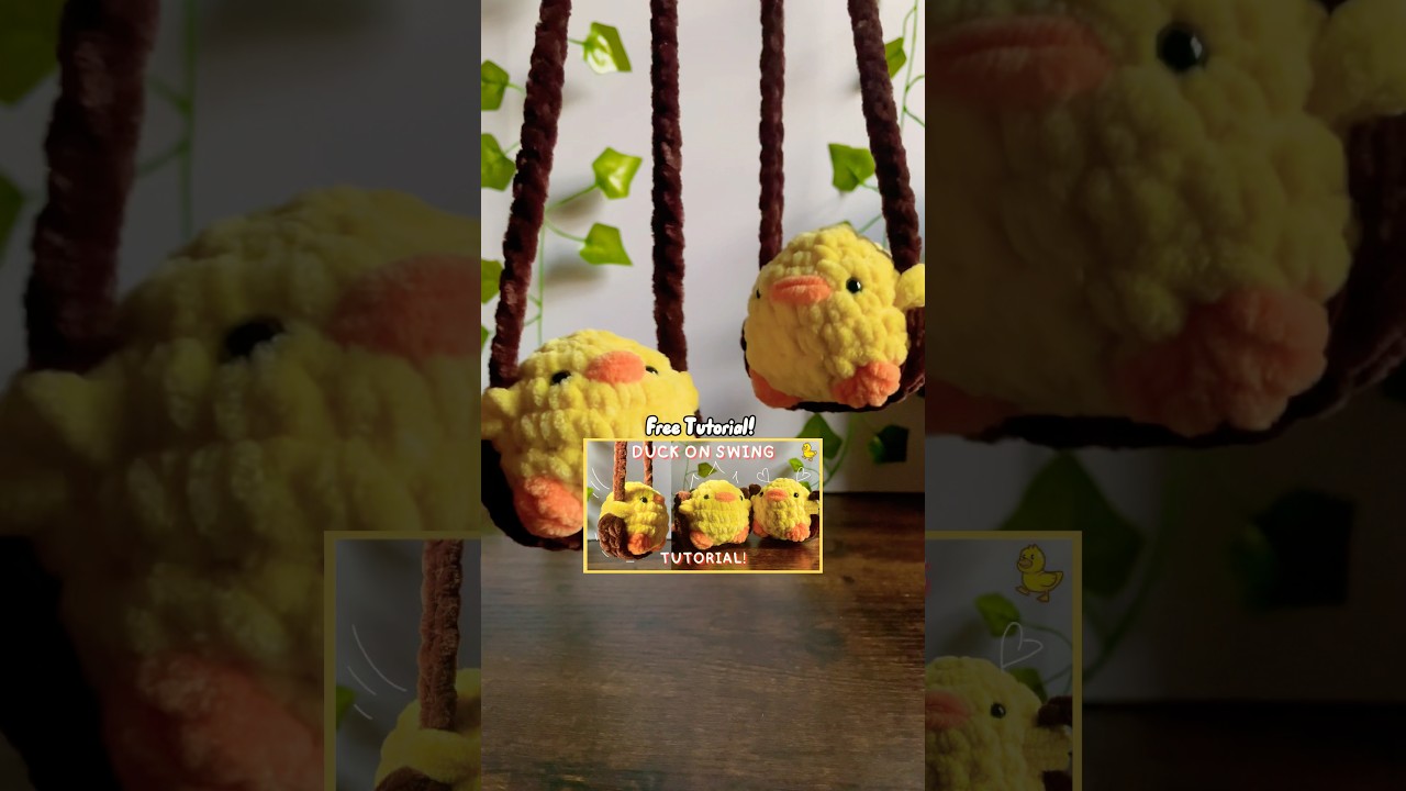 Crochet swinging duck free tut +  pattern on my website 🐥 | #crochet #amigurumi #duck #cute