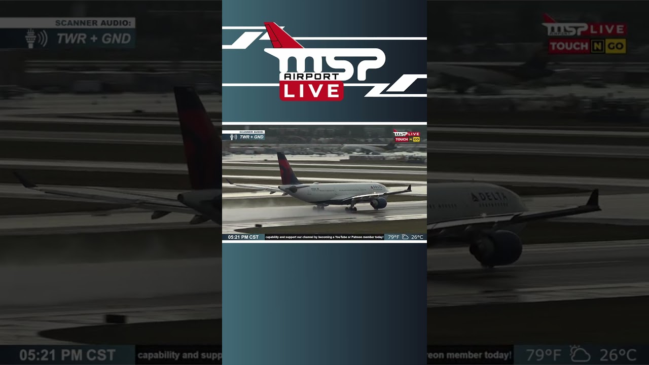 EPIC Water Spray on Delta A330 Takeoff @ MSP #airportstream #planespotting #delta #a330