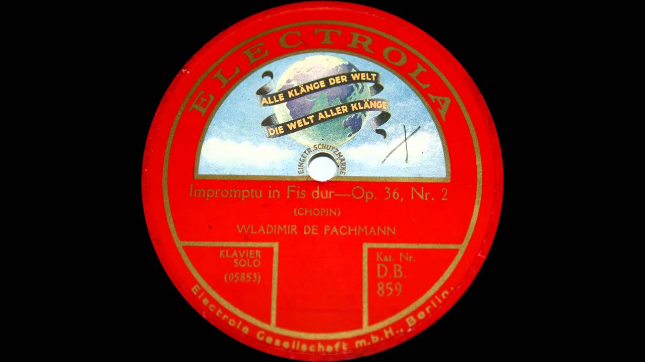 Vladimir de Pachmann plays Chopin Impromptu No. 2 F sharp major op. 36 (1925)