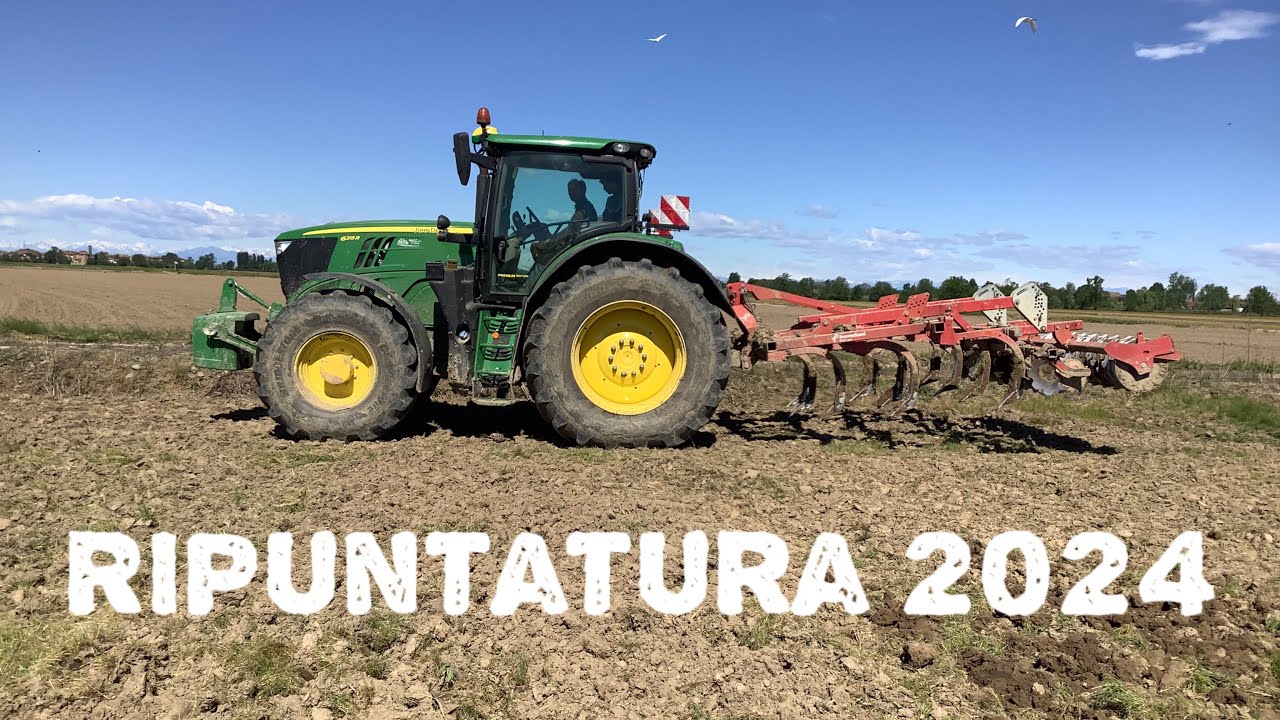 Erpicatura con john deere 6215 r con ripuntatore Kvernland