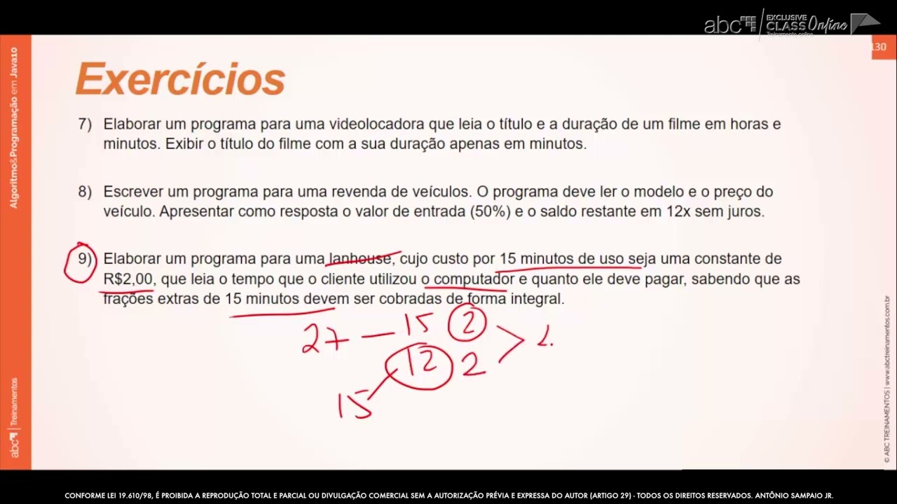 Curso 01: Algoritmos & Programação em JAVA 21 - Unidade 2 - Exercícios - Parte 5 (vídeo 23)