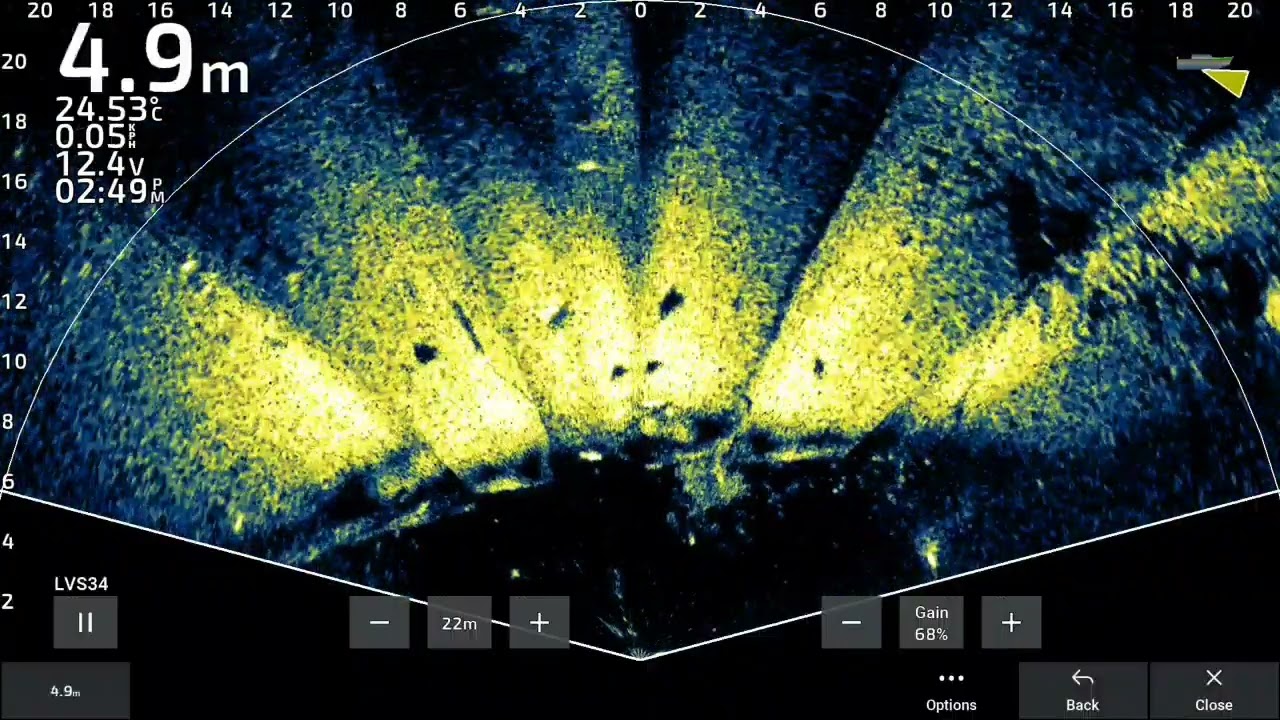 Barramundi hook up captured on livescope GARMIN LVS34 at Lake Monduran Australia