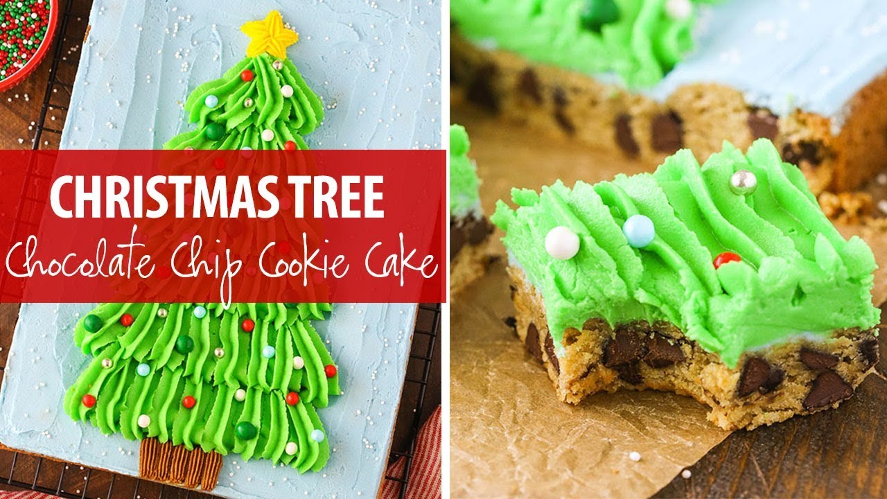 Christmas Tree Chocolate Chip Cookie Cake