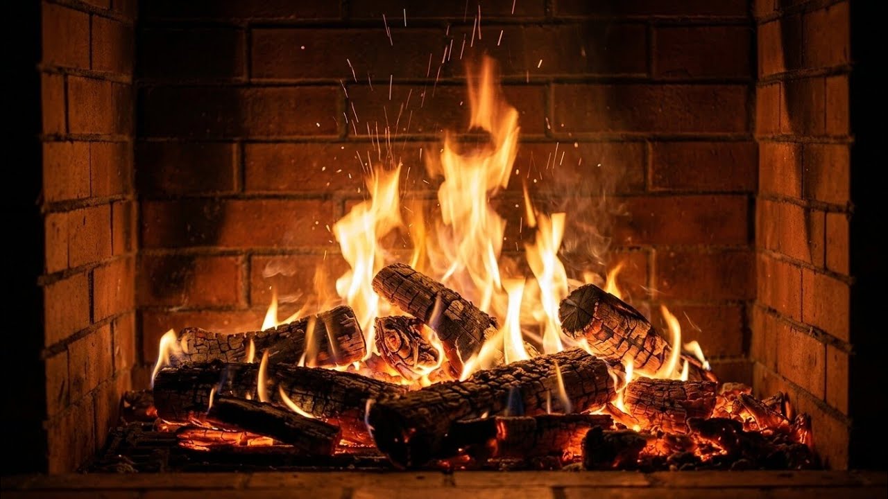 Fireplace at Night 4K 🔥 Cozy Fireplace (10 HOURS). Fireplace video with Burning Logs & Fire Sounds