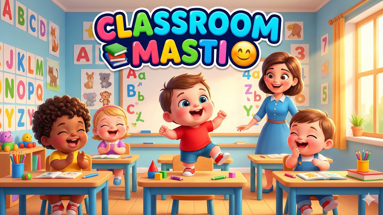 Classroom Masti for Kids 😄 | Fun Learning in Class | 3D Cartoon Toddlers #kidsschool #kidsmasti 