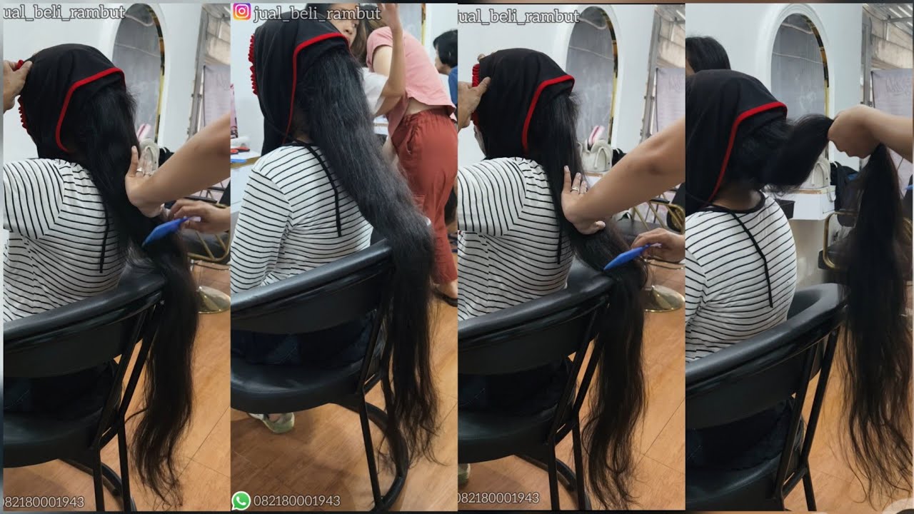 POTONG RAMBUT YANG SUPER PANJANG DIBALIK JILBAB