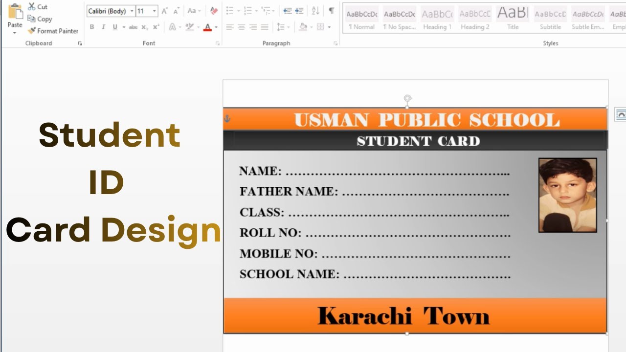 MS Word Main Student ID Card Design | School Card Banana Search (Easy Method)