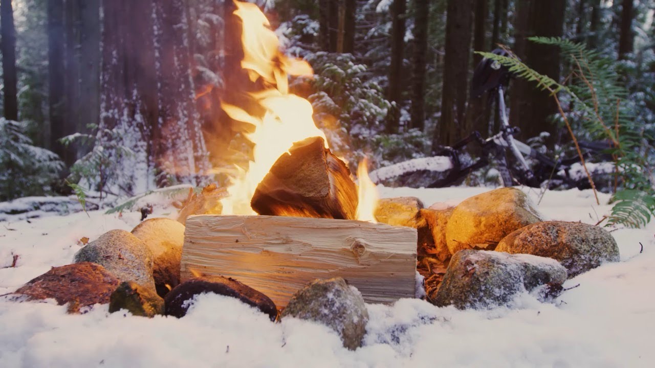 Snowy Campfire Fireplace in 4K | Cozy Crackling Fire & Winter Ambience