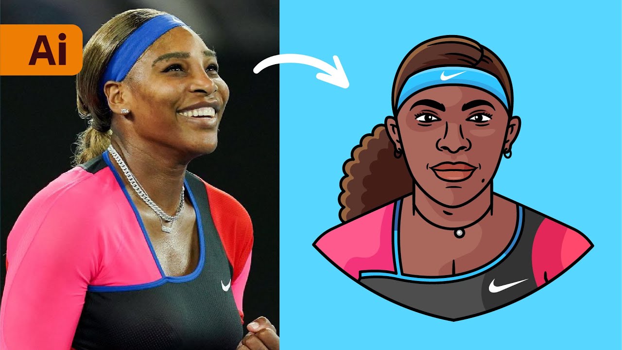 Make a Minimal Vector Portrait with Adobe Illustrator | Serena Williams