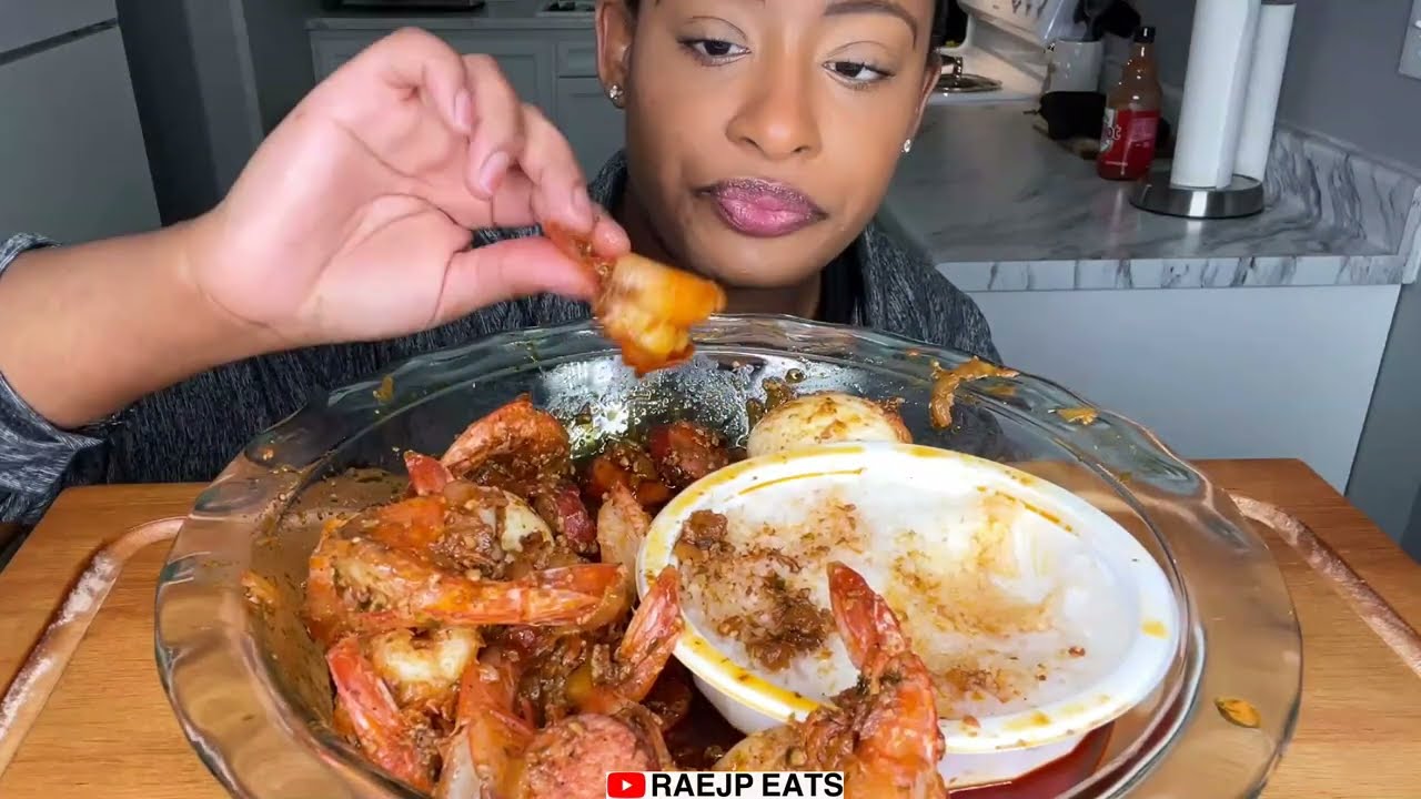 ASMR SEAFOOD BOIL SHRIMP RICE SPICY SEAFOOD SAUCE | ASMR EATING MUKBANG 먹방 REAL EATING SOUND