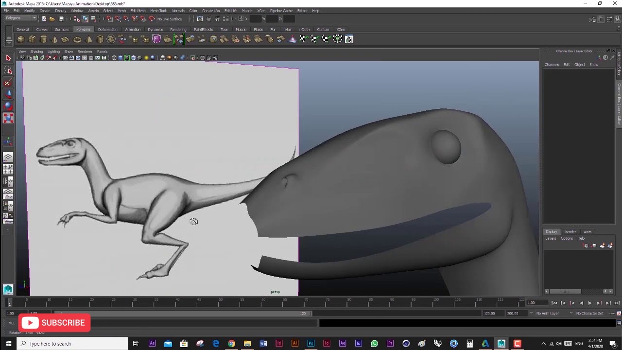 How to create modeling in Dinosaur with Autodesk maya