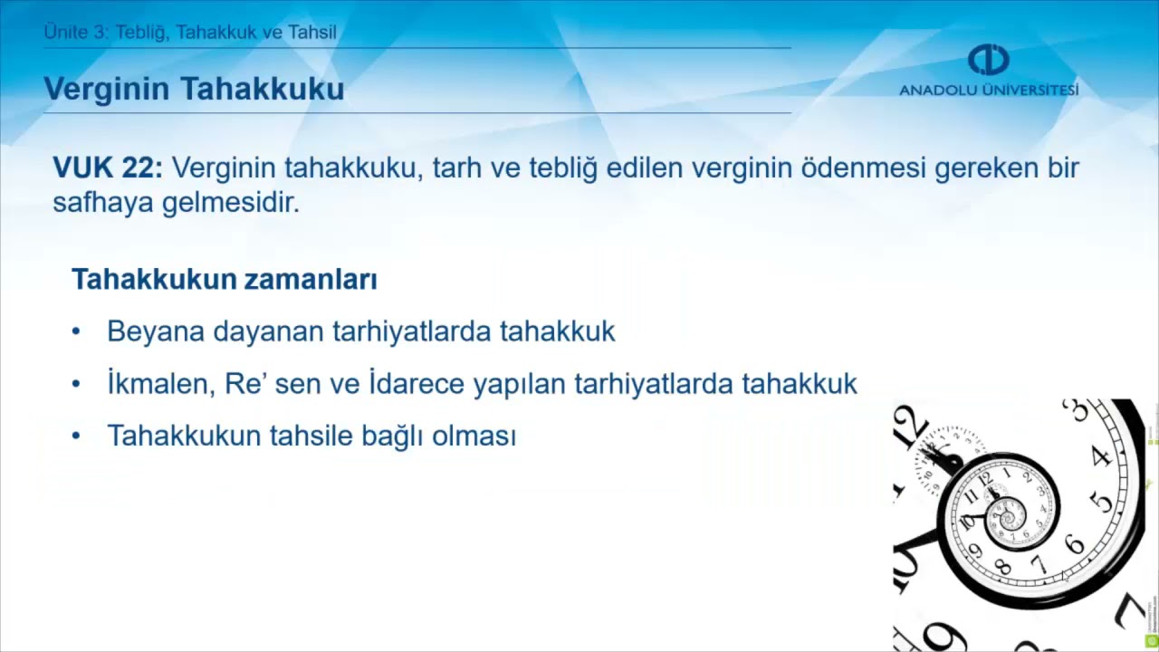 VERGİ USUL HUKUKU - Ünite 3 Özet