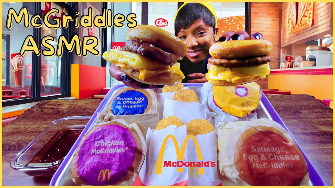 ASMR | MUKBANG MCDONALDS | ALL MCGRIDDLES AND HASHBROWN BREAKFAST