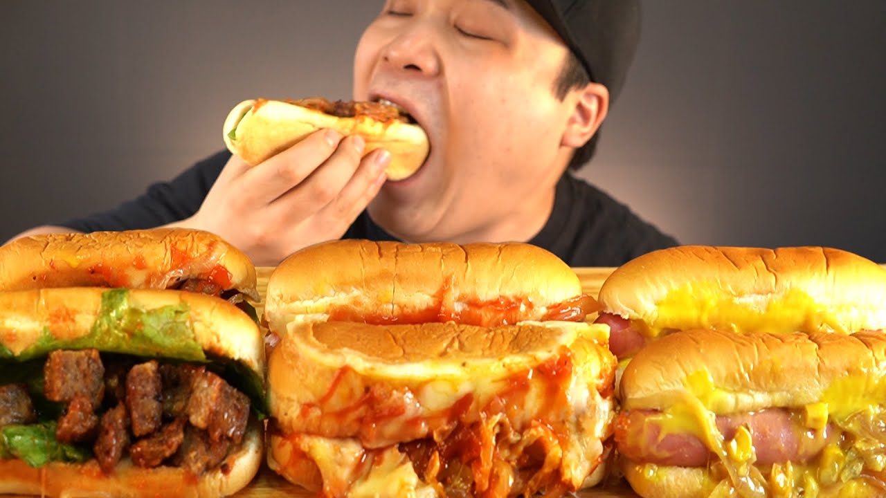 여러가지 뉴욕핫도그 먹고 느끼해서 라면까지 먹방~!! 리얼사운드  ASMR social eating Mukbang(Eating Show)