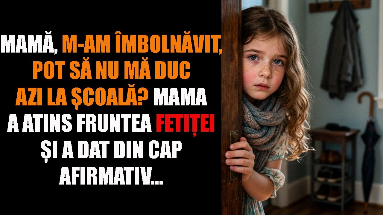 Mamă, m-am îmbolnăvit, pot să nu mă duc azi la școală.  mama a atins fruntea fetiței și a dat...