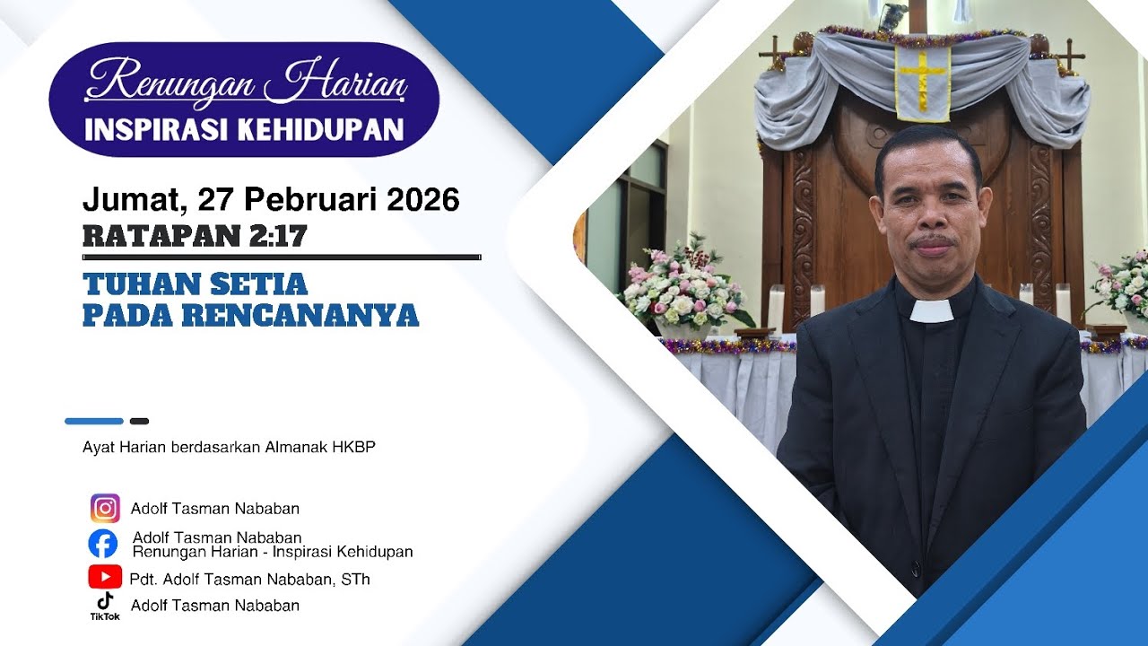 Tuhan Setia Pada RencanaNya || Ratapan 2:17 || Renungan Harian - Jumat, 27 Pebruari 2026 