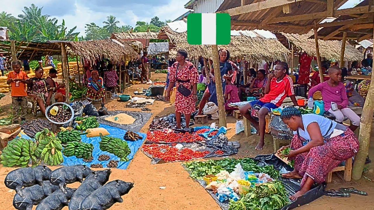 Largest Rural Village Market day in Odukpani Nigeria West Africa