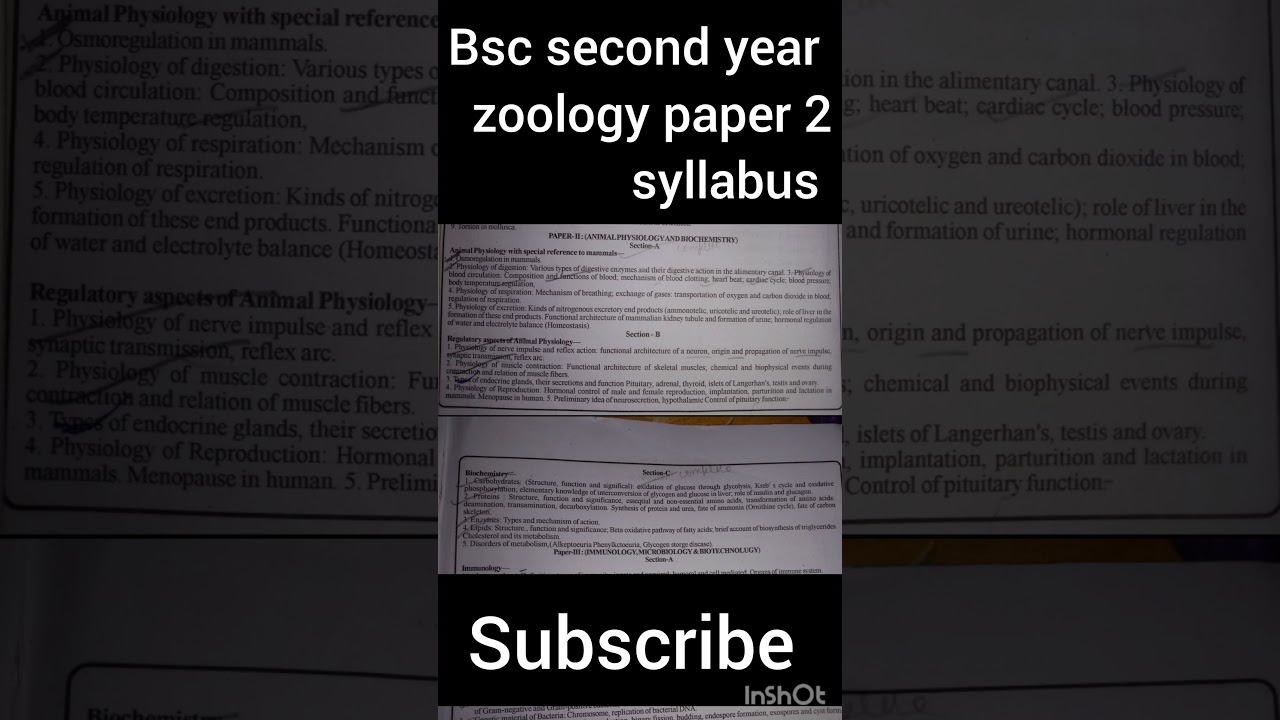 BSC second year zoology paper 2 syllabus matsya university #shortsviral #exam #biology