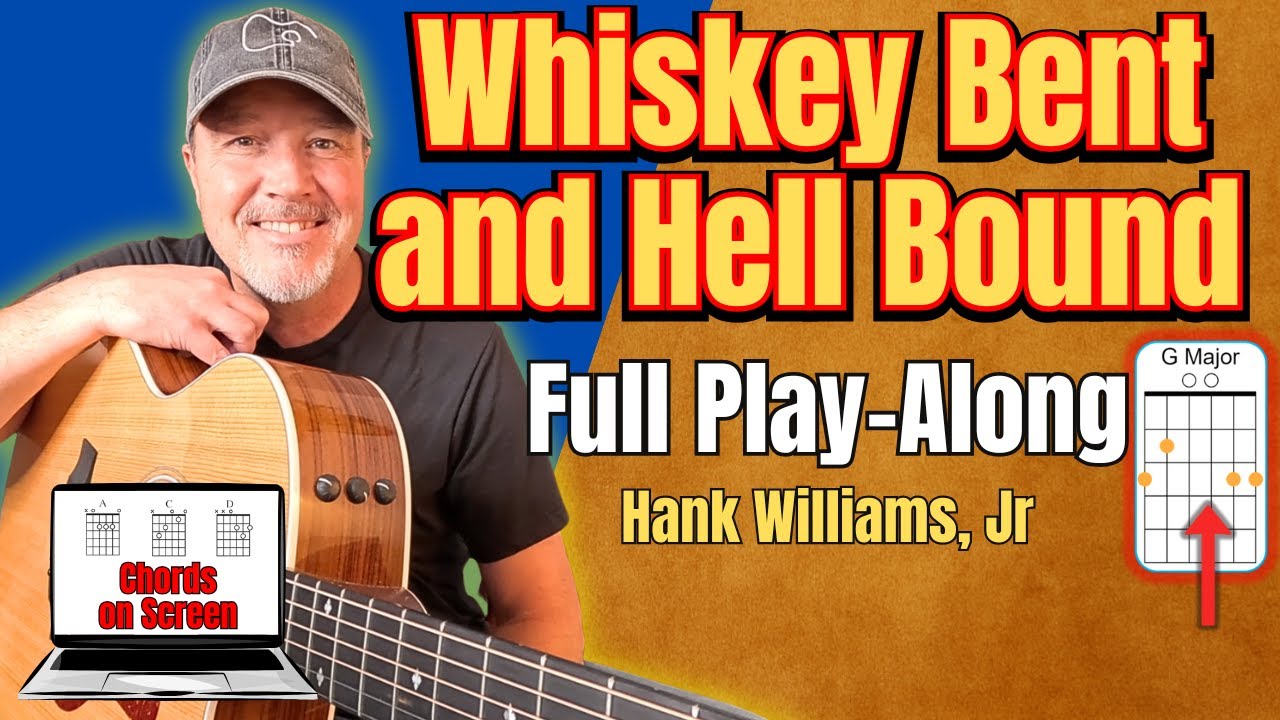 Хэнк Уильямс-младший — «Whiskey Bent and Hell Bound» | Полное исполнение на гитаре (аккорды на эк...