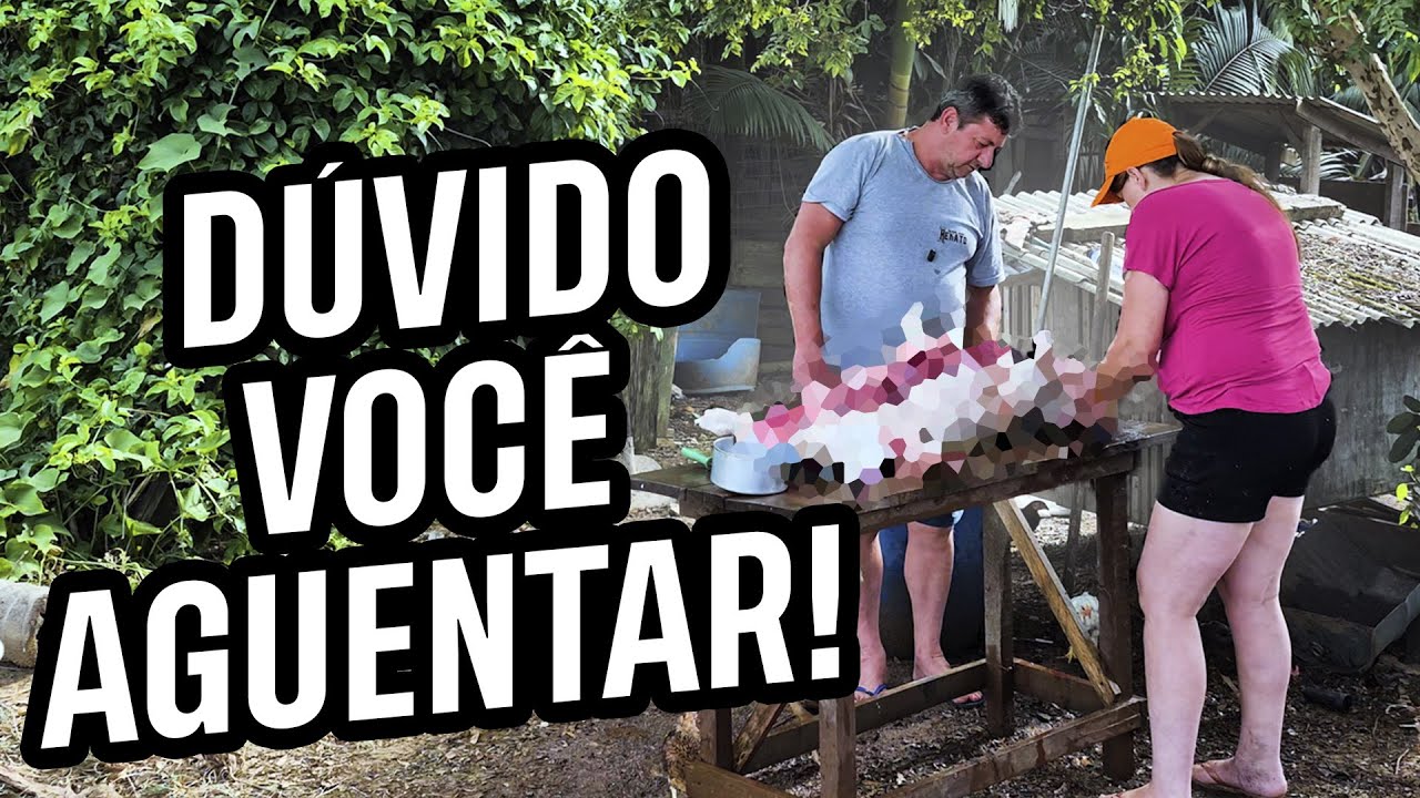 NÃO É PARA QUEM TEM ESTÔMAGO FRACO! A lida bruta com o porco que a gente matou!
