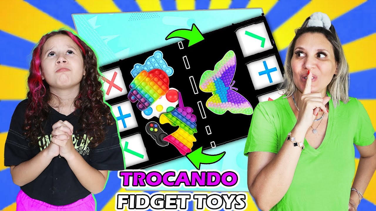 TROCANDO FIDGET TOYS COM pop it SURPRESA! 🦋 Erlania e Valentina Pontes