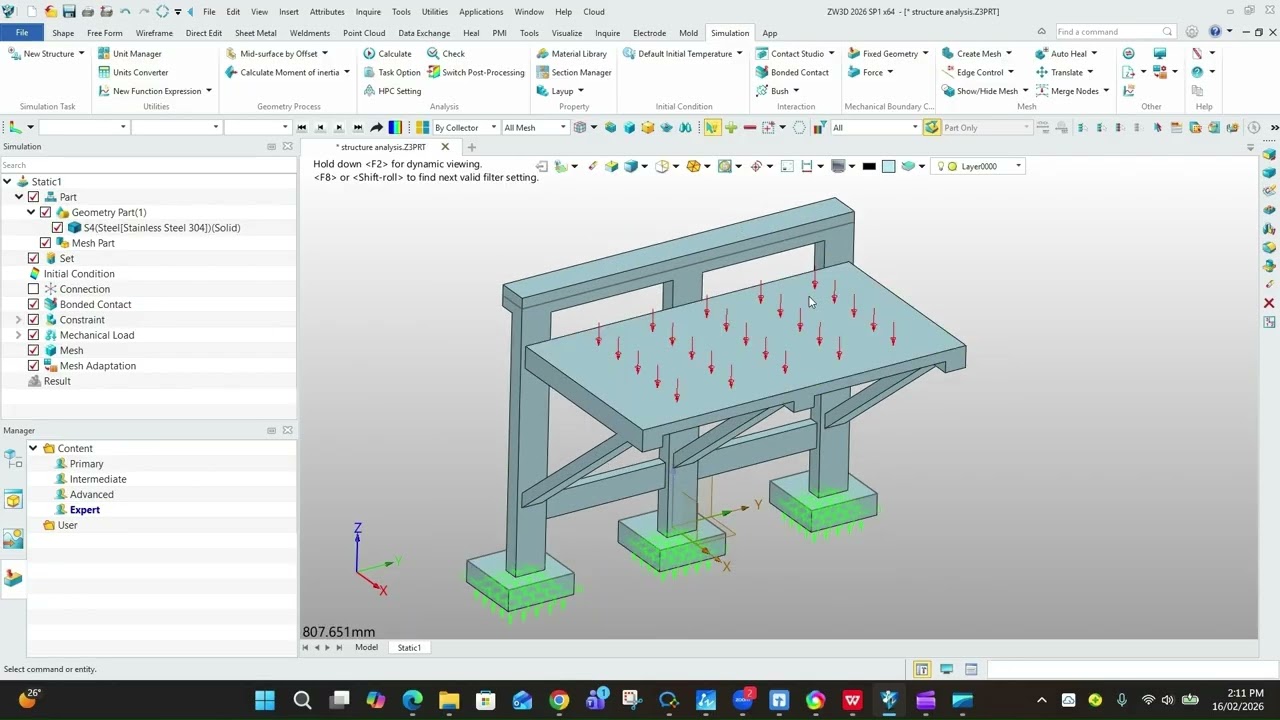 Static Structural Simulation in ZW3D 2026