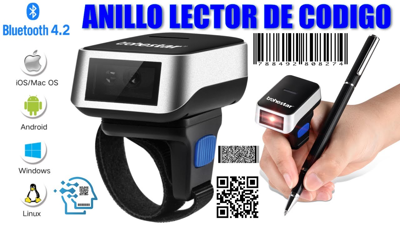 Anillo Lector de Codigo de Barras para Punto de Venta Inventario Codigos QR 2D y 1D