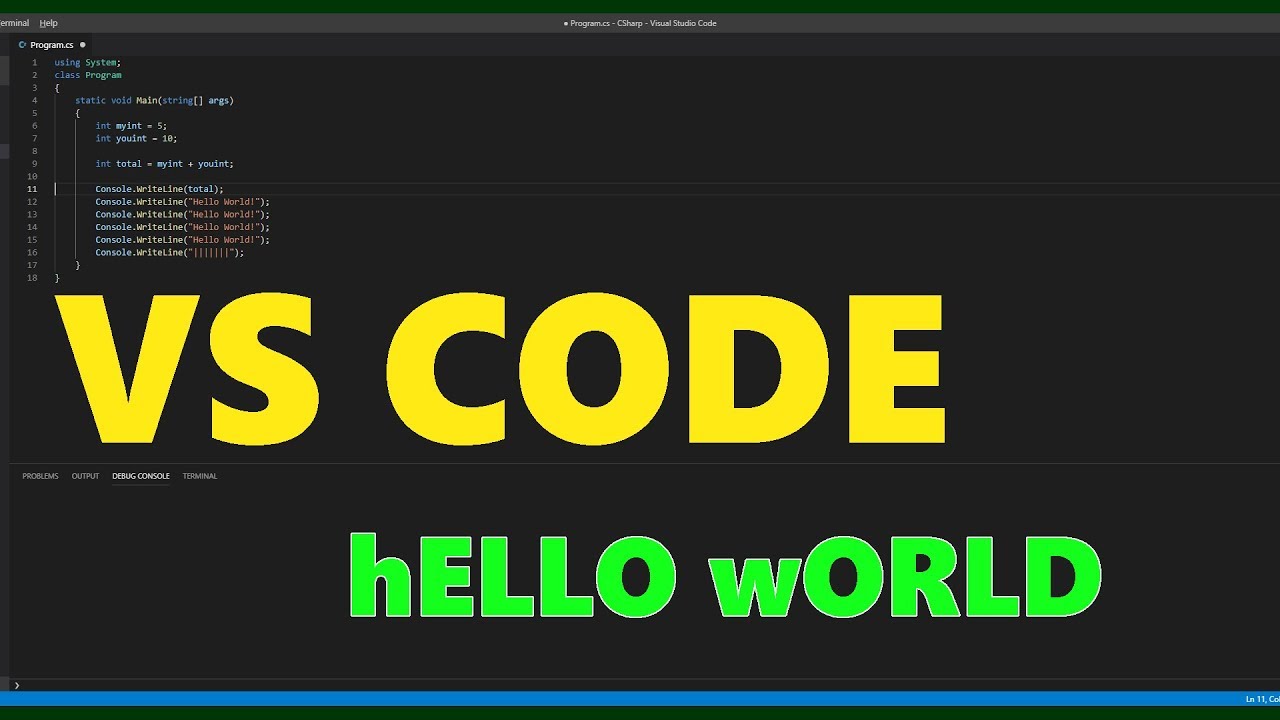 Учебное пособие по Visual Studio Code C# для начинающих: Hello World