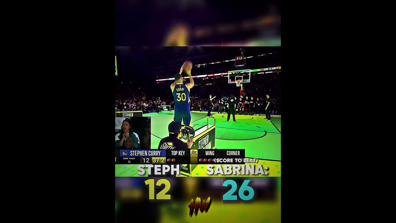 Steph vs Sabrina 3pt shootout🔥🐐🎯. #nba #steph #basketball #stephencurry #nbaedits #nbaallstar