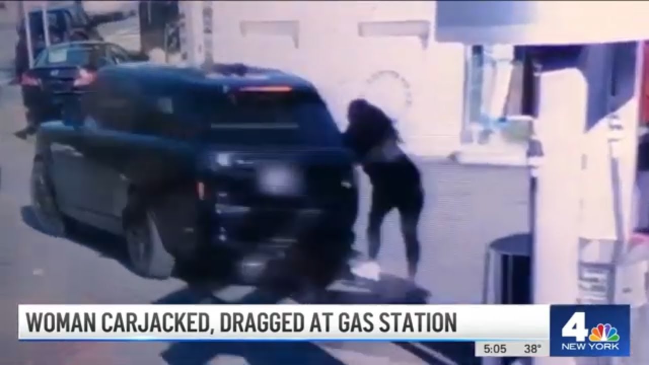 Carjacker Sneaks in Woman's Range Rover at NY Gas Station, Drags Her Down the Street | NBC New York