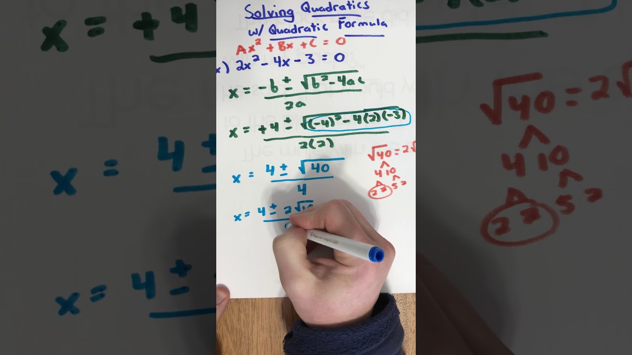 Quadratic Formula with simplifying Radicals
