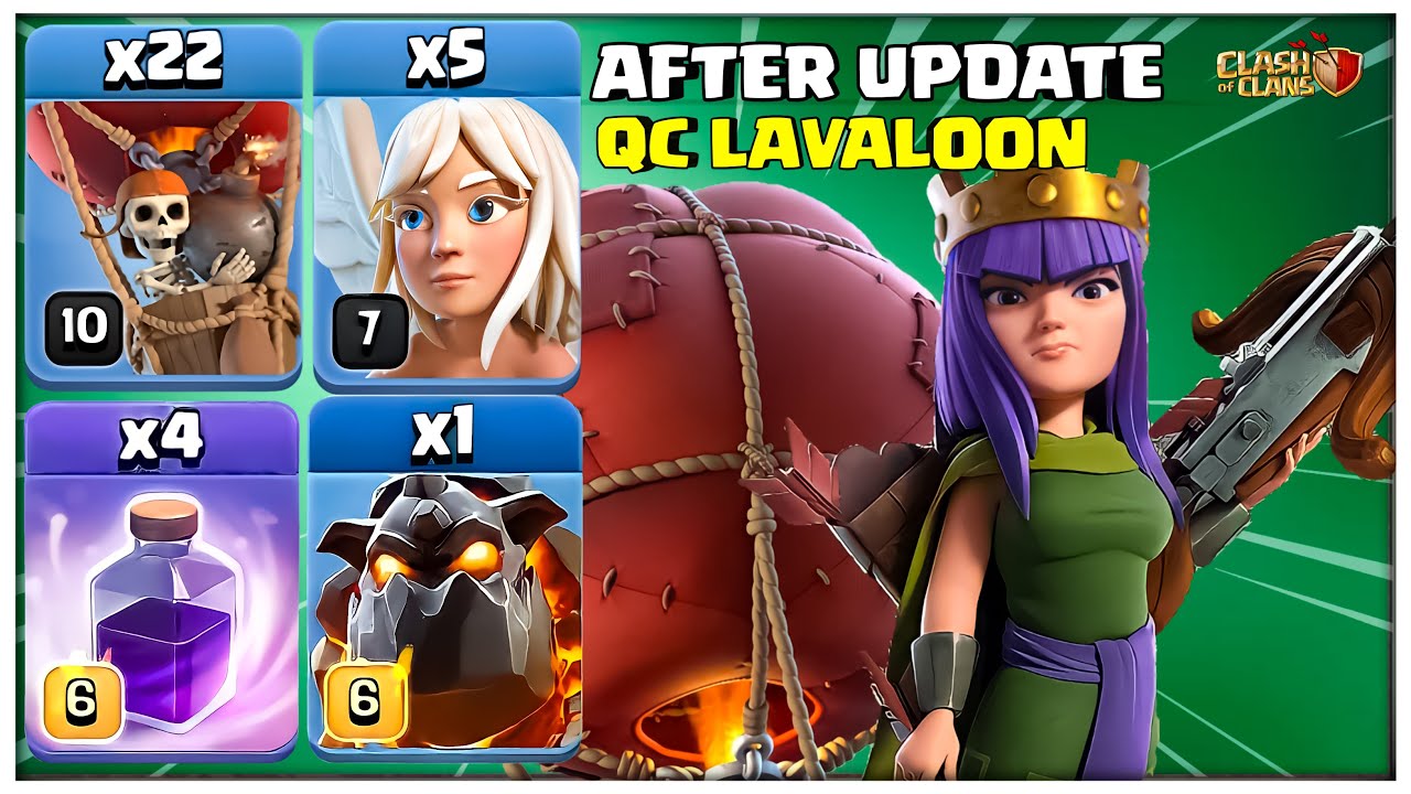 After Update | Town Hall 14 Queen Charge LaLo Attack Guide | Th14 Qc LavaLoon in Clash of Clans