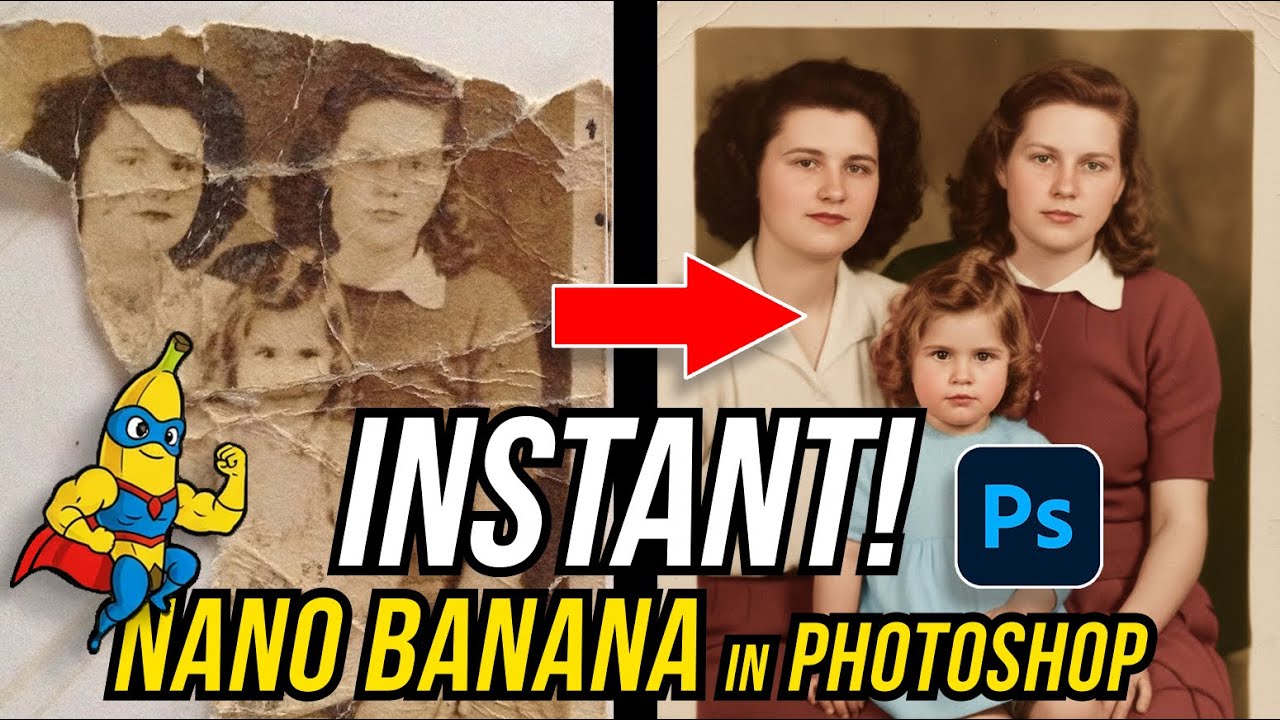 Instantly Repair & Restore Old, Damaged Photos with NANO BANANA in Firefly & Photoshop!