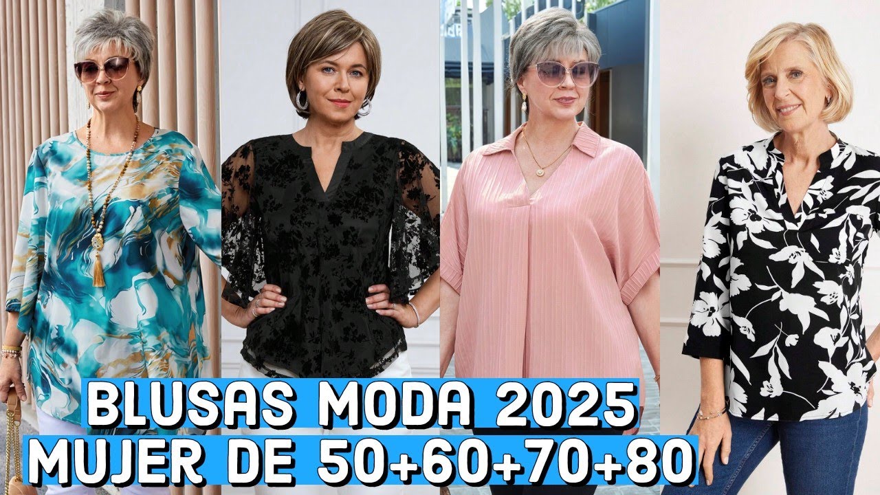BLUSAS para señoras de 50+60+70+moda primavera verano 2025 hermosas blusas Elegantes y casuales